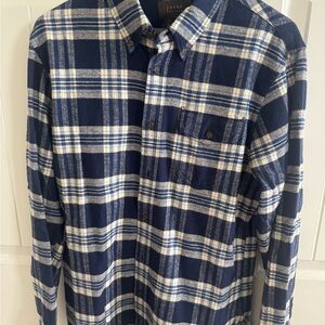 Jack's Navy and White Plaid Casual Shirt